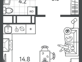 Продается Студия ЖК Все Свои ВИП, литер 4, 26.95  м&sup2;, 7007000 рублей