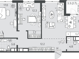 Продается 2-комнатная квартира ЖК Все Свои ВИП, литер 4, 81.45  м&sup2;, 22561650 рублей