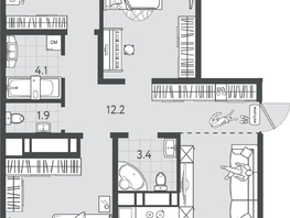 Продается 3-комнатная квартира ЖК Все Свои ВИП, литер 7, 96.95  м&sup2;, 26855150 рублей