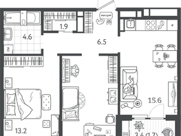 Продается 2-комнатная квартира ЖК Все Свои ВИП, литер 7, 55.65  м&sup2;, 11909100 рублей