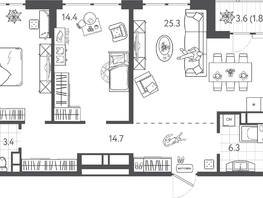Продается 2-комнатная квартира ЖК Все Свои ВИП, литера 6, 79.65  м&sup2;, 20470050 рублей