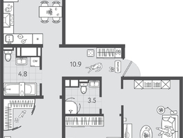 Продается 3-комнатная квартира ЖК Все Свои ВИП, литера 6, 83  м&sup2;, 18592000 рублей