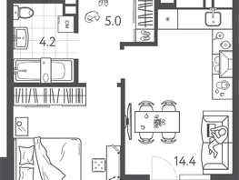 Продается 1-комнатная квартира ЖК Все Свои ВИП, литера 6, 37.25  м&sup2;, 9387000 рублей