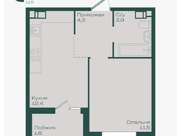Продается 1-комнатная квартира ЖК Ботаника, литер 1.2, 33.7  м&sup2;, 5243720 рублей