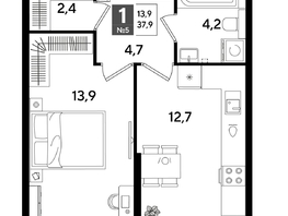 Продается 1-комнатная квартира ЖК ДОГМА ПАРК, литера 18, 37.4  м&sup2;, 7648300 рублей