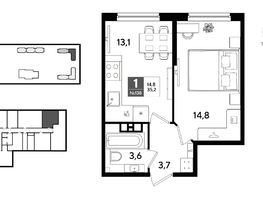 Продается 1-комнатная квартира ЖК ДОГМА ПАРК, литера 22, 35.2  м&sup2;, 7208961 рублей