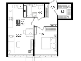 Продается 1-комнатная квартира ЖК ДОГМА ПАРК, литера 18, 44  м&sup2;, 8558000 рублей