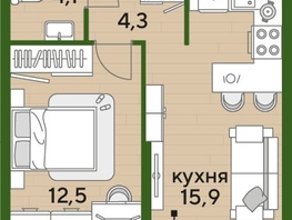 Продается 1-комнатная квартира ЖК ДОГМА ПАРК, литера 18, 36  м&sup2;, 7455600 рублей