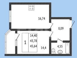 Продается 1-комнатная квартира ЖК Ural (Урал), 45.54  м&sup2;, 5800000 рублей