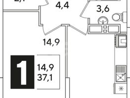 Продается 1-комнатная квартира Ивана Беличенко ул, 37.1  м&sup2;, 5700000 рублей