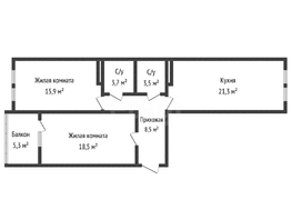 Продается 2-комнатная квартира генерала Петрова И.Т. ул, 71.4  м&sup2;, 3800000 рублей