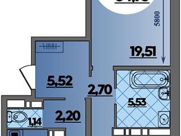 Продается 2-комнатная квартира ЖК Восточный, литер 52, 64.76  м&sup2;, 7570999 рублей
