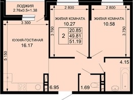 Продается 2-комнатная квартира ЖК Новые сезоны, литера 3, 51.19  м², 4607100 рублей