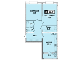 Продается 2-комнатная квартира ЖК Кварталы 17/77, литер 3.3, 76.9  м², 7005590 рублей