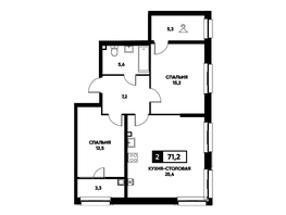 Продается 1-комнатная квартира ЖК Основа, литер 12.2, 71.2  м², 6696360 рублей