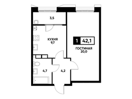 Продается 1-комнатная квартира ЖК Основа, литер 4, 42.1  м², 4327880 рублей