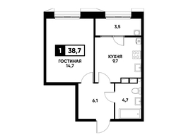 Продается 1-комнатная квартира ЖК Основа, литер 4, 38.7  м², 3978360 рублей