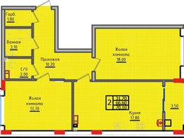 Продается 2-комнатная квартира ЖК Суворов, дом 5, 70.1  м², 7465650 рублей