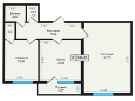 Продается 2-комнатная квартира ЖК Дунаевского, дом 2, 68.32 м², 6353760 рублей