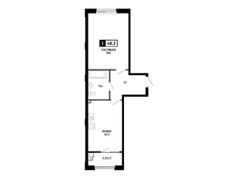 Продается 1-комнатная квартира ЖК Резиденция СОФИ, 48.2  м², 4868200 рублей