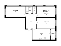 Продается 3-комнатная квартира ЖК Резиденция СОФИ, 86.7 м², 7976400 рублей