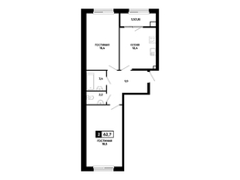 Продается 2-комнатная квартира ЖК Резиденция СОФИ, 62.7 м², 6332700 рублей