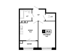 Продается 1-комнатная квартира ЖК Резиденция СОФИ, 39.8  м², 4338200 рублей