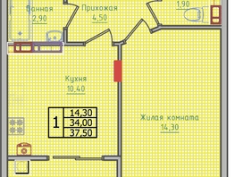 Продается 1-комнатная квартира ЖК Суворов, дом 6, 37.5 м², 4612500 рублей