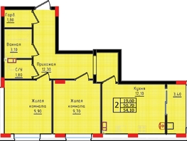 Продается 2-комнатная квартира ЖК Суворов, дом 6, 54.1 м², 5896900 рублей