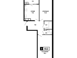 Продается 2-комнатная квартира ЖК Основа, литер 5.2, 62.2 м², 6437700 рублей