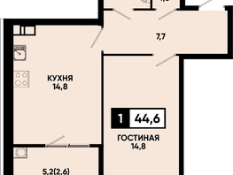 Продается 1-комнатная квартира ЖК Моя Легенда, кор 1.6, 44.6  м&sup2;, 9486420 рублей