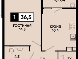 Продается 1-комнатная квартира ЖК Моя Легенда, кор 1.6, 36.5  м&sup2;, 8676050 рублей