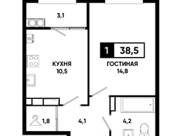 Продается 1-комнатная квартира ЖК Основа, литер 6.1, 38.5  м&sup2;, 5006925 рублей