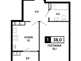 Продается 1-комнатная квартира ЖК Основа, литер 6.2, 38  м&sup2;, 4903900 рублей
