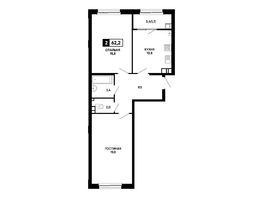 Продается 2-комнатная квартира ЖК Резиденция СОФИ, литер 1 корпус 2, 62.2  м&sup2;, 7386250 рублей