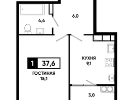 Продается 1-комнатная квартира ЖК Основа, литер 6.2, 37.6  м&sup2;, 4889880 рублей