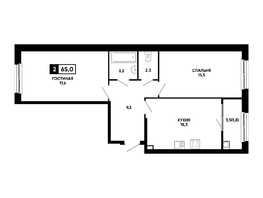 Продается 2-комнатная квартира ЖК Резиденция СОФИ, литер 1 корпус 3, 65  м&sup2;, 7822750 рублей