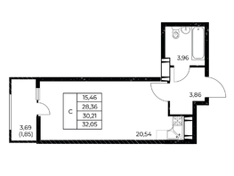 Продается Студия ЖК Звезда Столицы 2, 32.05  м&sup2;, 5667722 рублей