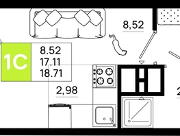 Продается Студия ЖК Октябрь Парк, 4.1, 18.71  м&sup2;, 2413590 рублей