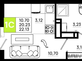 Продается Студия ЖК Октябрь Парк, 6.2, 22.13  м&sup2;, 2943290 рублей