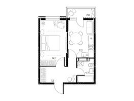 Продается 1-комнатная квартира ЖК Панорама на Театральном, литера 1, 38  м&sup2;, 7980000 рублей