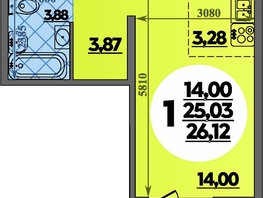 Продается Студия ЖК Суворовский, литера 2, 26.12  м&sup2;, 3749999 рублей