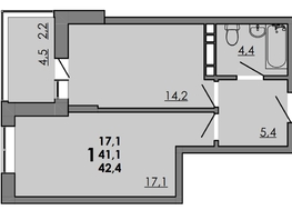 Продается 1-комнатная квартира ЖК Грей, кв-л 11-3, 42.4  м&sup2;, 6360000 рублей