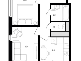 Продается 2-комнатная квартира ЖК Левенцовка Парк, лит 8-11 стр.2, сек.4,5, 44.2  м&sup2;, 5489640 рублей
