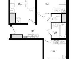 Продается 2-комнатная квартира ЖК 5 элемент Аске, лит 5-11 стр.1, сек.1,2,3,4, 51.6  м&sup2;, 6517080 рублей