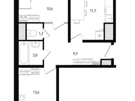 Продается 2-комнатная квартира ЖК 5 элемент Аске, лит 5-11 стр.1, сек.1,2,3,4, 51.7  м&sup2;, 5904347 рублей