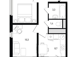 Продается 2-комнатная квартира ЖК 5 элемент Аске, лит 5-11 стр.2, сек.5,6, 43.3  м&sup2;, 5737250 рублей