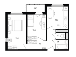 Продается 2-комнатная квартира ЖК 5 элемент Аске, лит 5-11 стр.2, сек.5,6, 49  м&sup2;, 6012300 рублей