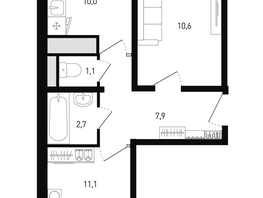 Продается 2-комнатная квартира ЖК 5 элемент Аске, лит 5-11 стр.2, сек.5,6, 44.8  м&sup2;, 6052480 рублей