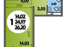 Продается Студия ЖК Суворовский, литера 23, 26.2  м&sup2;, 3903680 рублей